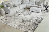Prime Furniture - Ashley Furniture - Langwell Rug - 10' x 14' Rug / Black/Gray/White - R406780